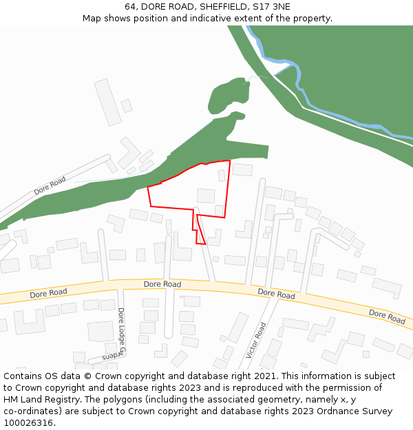 64, DORE ROAD, SHEFFIELD, S17 3NE: Location map and indicative extent of plot