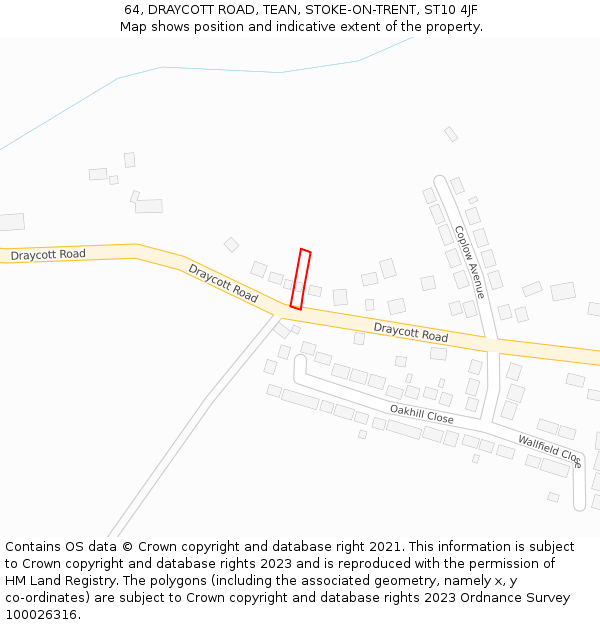 64, DRAYCOTT ROAD, TEAN, STOKE-ON-TRENT, ST10 4JF: Location map and indicative extent of plot