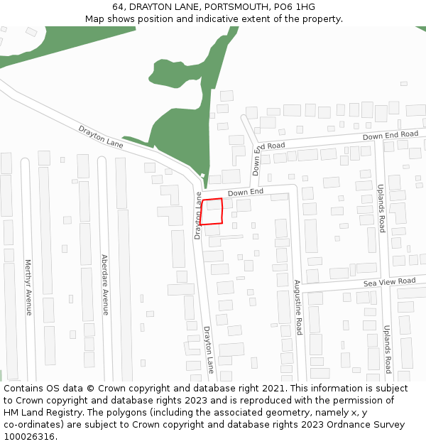 64, DRAYTON LANE, PORTSMOUTH, PO6 1HG: Location map and indicative extent of plot