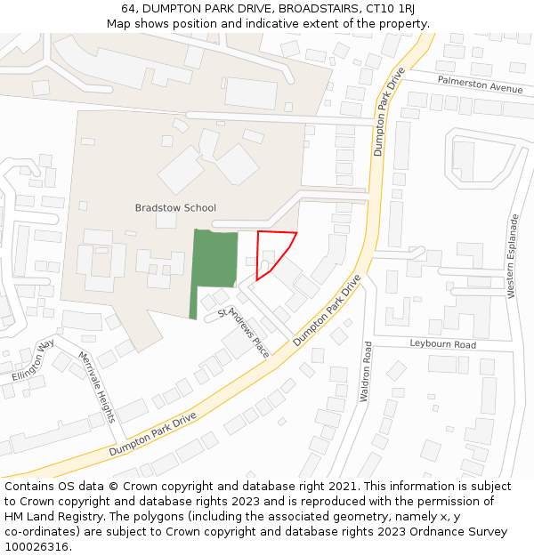 64, DUMPTON PARK DRIVE, BROADSTAIRS, CT10 1RJ: Location map and indicative extent of plot