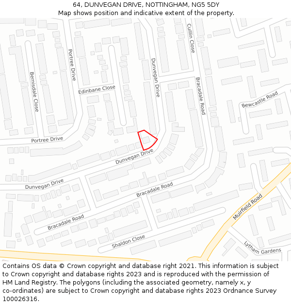 64, DUNVEGAN DRIVE, NOTTINGHAM, NG5 5DY: Location map and indicative extent of plot