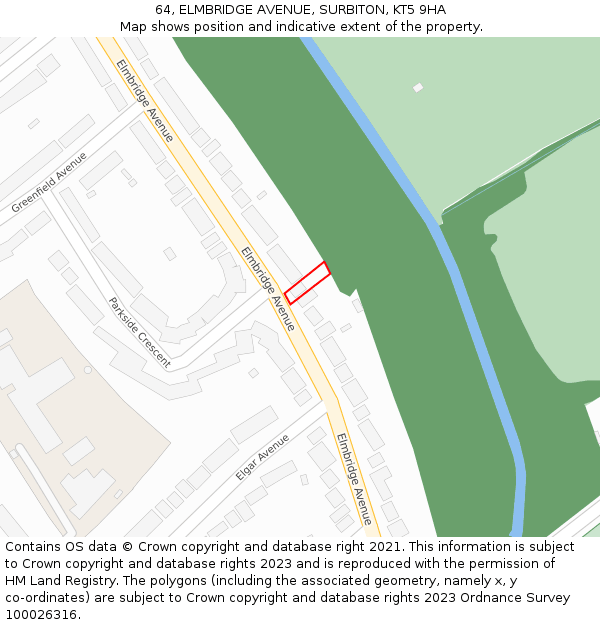 64, ELMBRIDGE AVENUE, SURBITON, KT5 9HA: Location map and indicative extent of plot