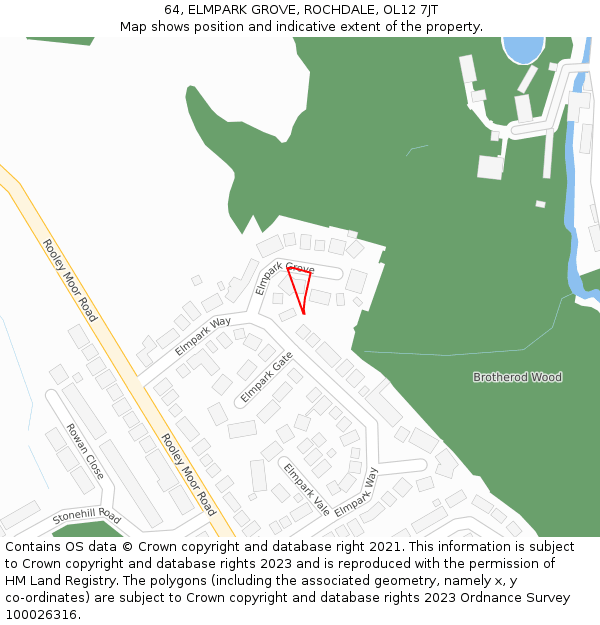 64, ELMPARK GROVE, ROCHDALE, OL12 7JT: Location map and indicative extent of plot