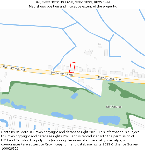 64, EVERINGTONS LANE, SKEGNESS, PE25 1HN: Location map and indicative extent of plot