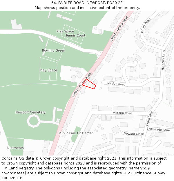 64, FAIRLEE ROAD, NEWPORT, PO30 2EJ: Location map and indicative extent of plot