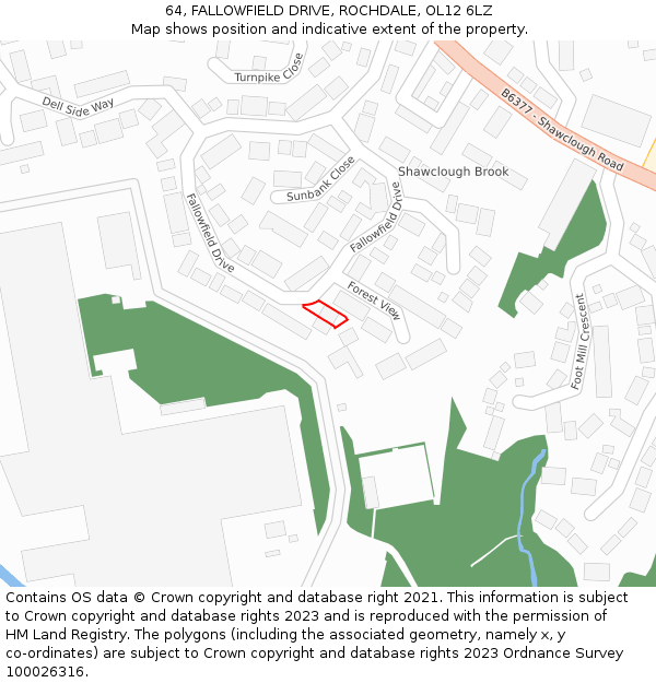 64, FALLOWFIELD DRIVE, ROCHDALE, OL12 6LZ: Location map and indicative extent of plot