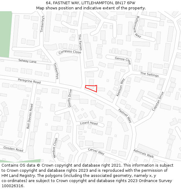 64, FASTNET WAY, LITTLEHAMPTON, BN17 6PW: Location map and indicative extent of plot