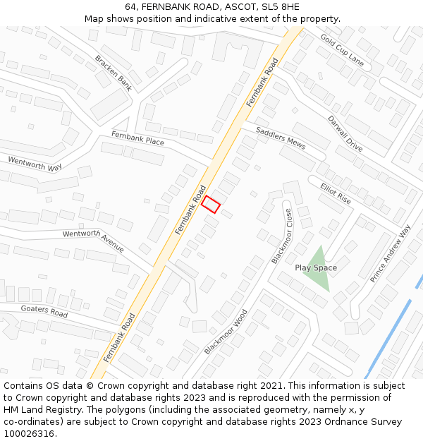 64, FERNBANK ROAD, ASCOT, SL5 8HE: Location map and indicative extent of plot