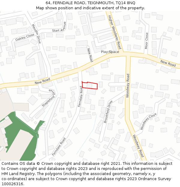 64, FERNDALE ROAD, TEIGNMOUTH, TQ14 8NQ: Location map and indicative extent of plot
