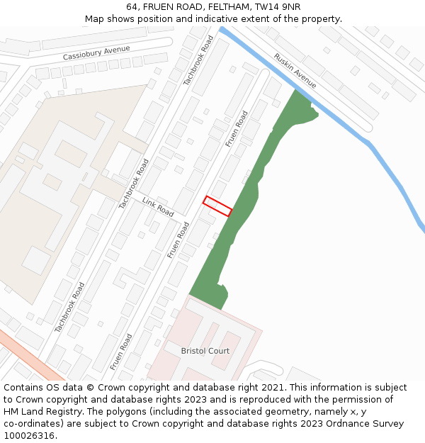 64, FRUEN ROAD, FELTHAM, TW14 9NR: Location map and indicative extent of plot