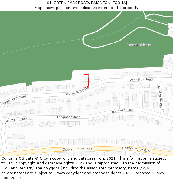 64, GREEN PARK ROAD, PAIGNTON, TQ3 1AJ: Location map and indicative extent of plot