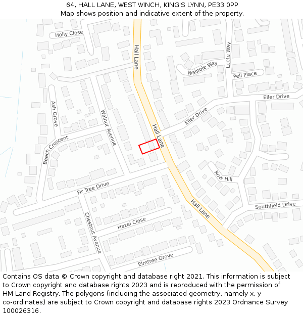 64, HALL LANE, WEST WINCH, KING'S LYNN, PE33 0PP: Location map and indicative extent of plot