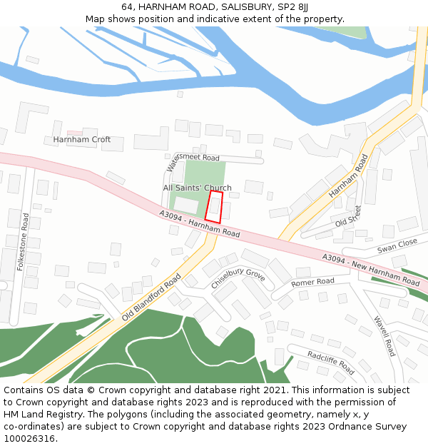 64, HARNHAM ROAD, SALISBURY, SP2 8JJ: Location map and indicative extent of plot