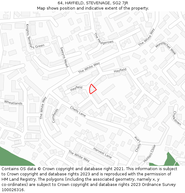 64, HAYFIELD, STEVENAGE, SG2 7JR: Location map and indicative extent of plot