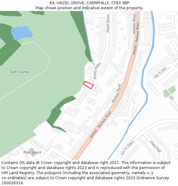 64, HAZEL GROVE, CAERPHILLY, CF83 3BP: Location map and indicative extent of plot