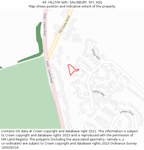 64, HILLTOP WAY, SALISBURY, SP1 3QQ: Location map and indicative extent of plot