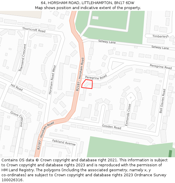 64, HORSHAM ROAD, LITTLEHAMPTON, BN17 6DW: Location map and indicative extent of plot