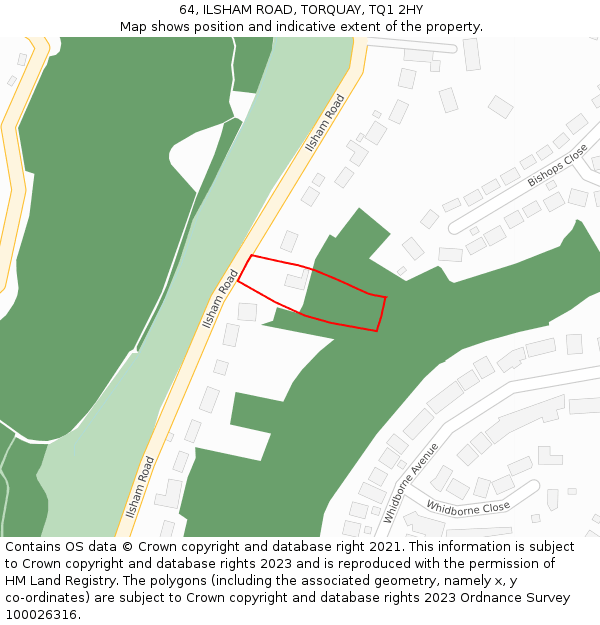 64, ILSHAM ROAD, TORQUAY, TQ1 2HY: Location map and indicative extent of plot