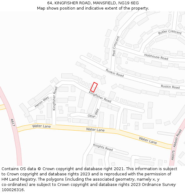 64, KINGFISHER ROAD, MANSFIELD, NG19 6EG: Location map and indicative extent of plot