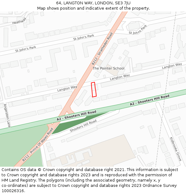 64, LANGTON WAY, LONDON, SE3 7JU: Location map and indicative extent of plot