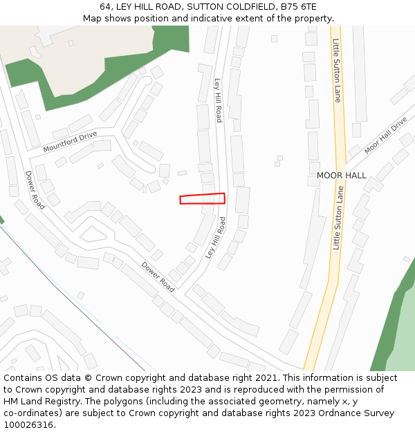 64, LEY HILL ROAD, SUTTON COLDFIELD, B75 6TE: Location map and indicative extent of plot