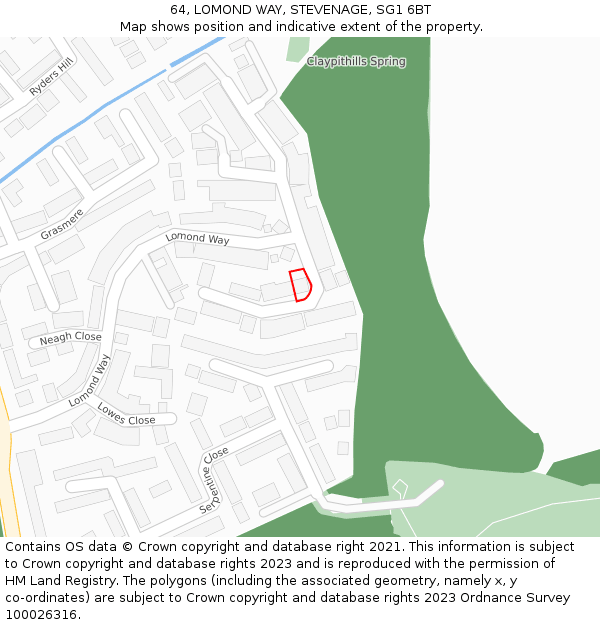 64, LOMOND WAY, STEVENAGE, SG1 6BT: Location map and indicative extent of plot