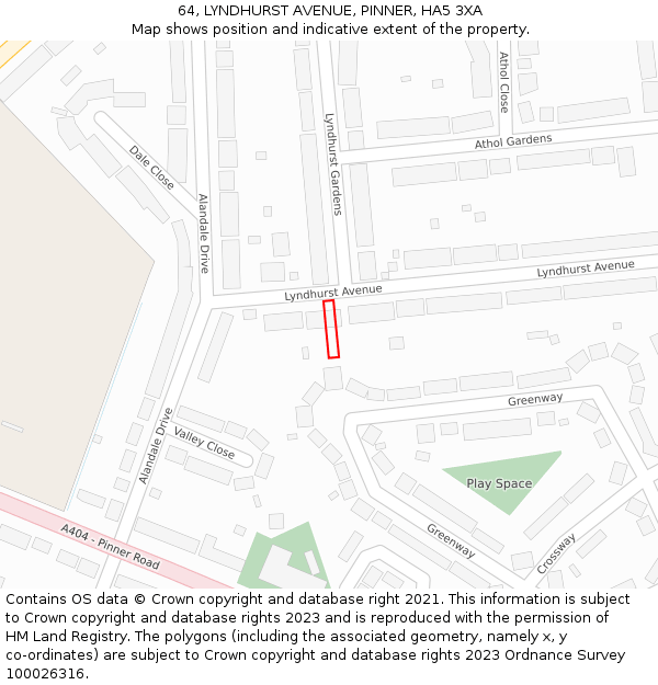 64, LYNDHURST AVENUE, PINNER, HA5 3XA: Location map and indicative extent of plot