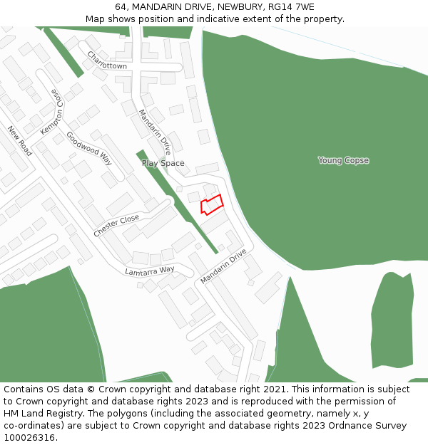 64, MANDARIN DRIVE, NEWBURY, RG14 7WE: Location map and indicative extent of plot