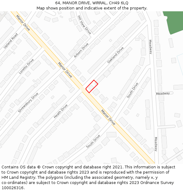 64, MANOR DRIVE, WIRRAL, CH49 6LQ: Location map and indicative extent of plot