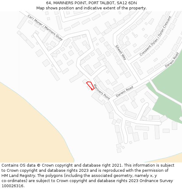 64, MARINERS POINT, PORT TALBOT, SA12 6DN: Location map and indicative extent of plot