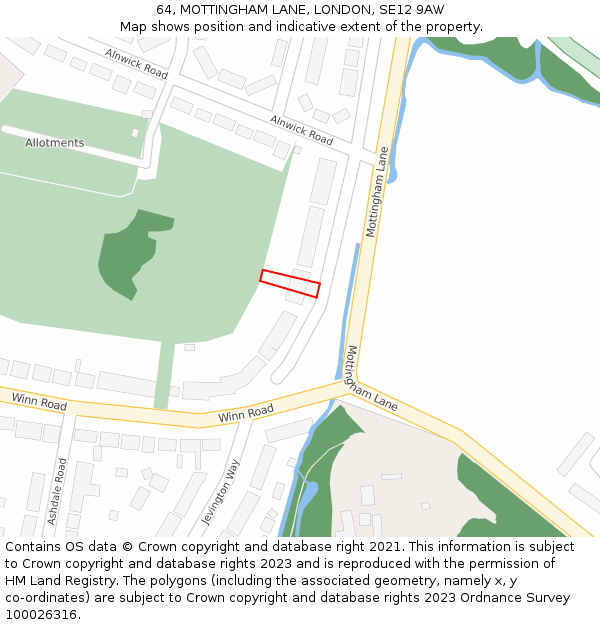 64, MOTTINGHAM LANE, LONDON, SE12 9AW: Location map and indicative extent of plot