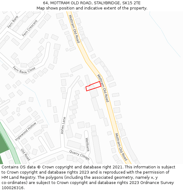 64, MOTTRAM OLD ROAD, STALYBRIDGE, SK15 2TE: Location map and indicative extent of plot