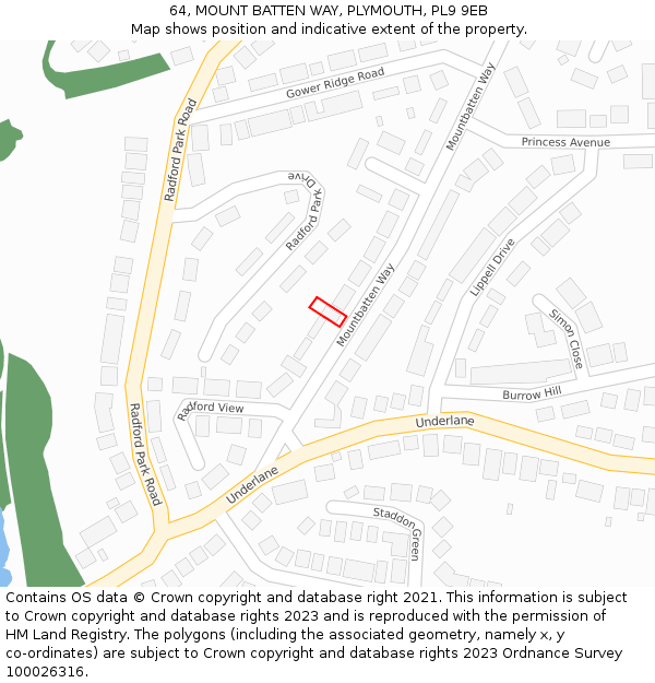 64, MOUNT BATTEN WAY, PLYMOUTH, PL9 9EB: Location map and indicative extent of plot