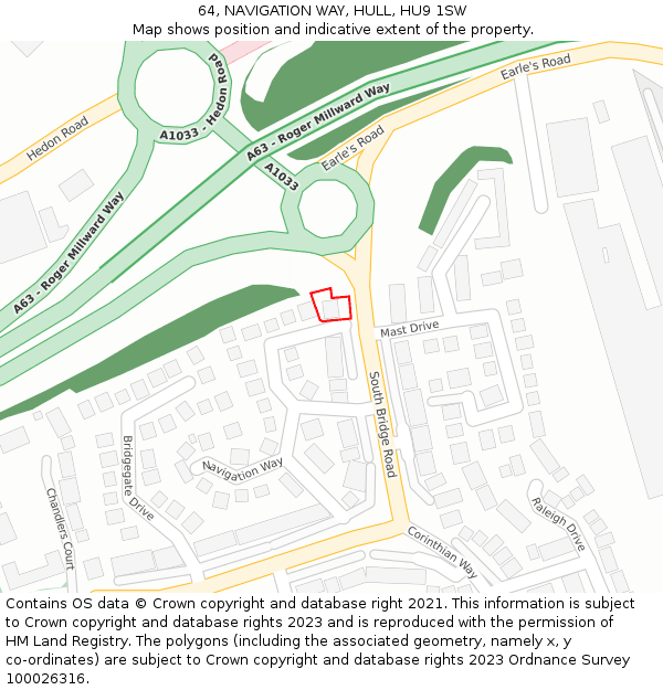 64, NAVIGATION WAY, HULL, HU9 1SW: Location map and indicative extent of plot