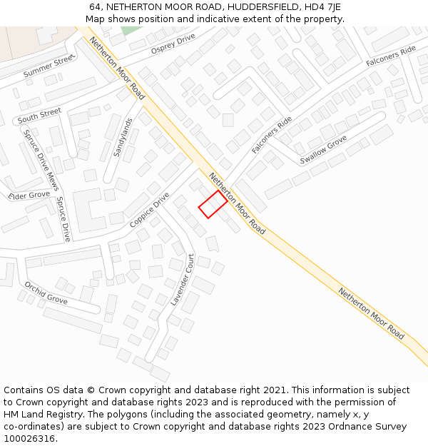 64, NETHERTON MOOR ROAD, HUDDERSFIELD, HD4 7JE: Location map and indicative extent of plot