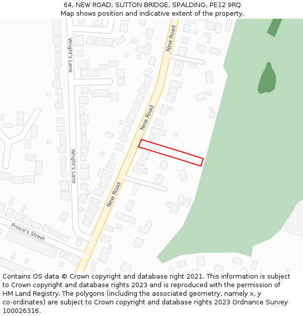 64, NEW ROAD, SUTTON BRIDGE, SPALDING, PE12 9RQ: Location map and indicative extent of plot