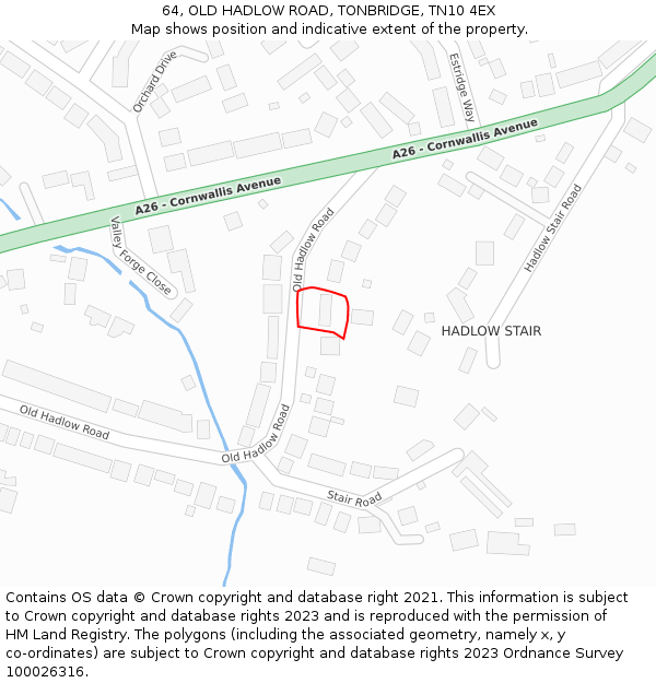64, OLD HADLOW ROAD, TONBRIDGE, TN10 4EX: Location map and indicative extent of plot