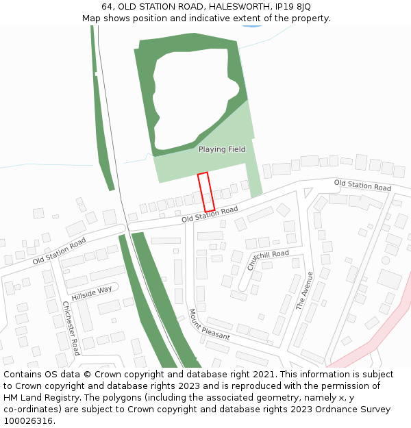 64, OLD STATION ROAD, HALESWORTH, IP19 8JQ: Location map and indicative extent of plot