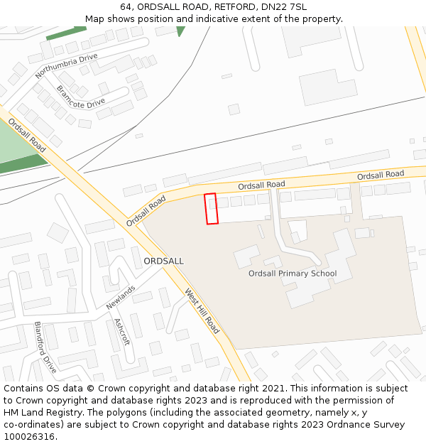 64, ORDSALL ROAD, RETFORD, DN22 7SL: Location map and indicative extent of plot