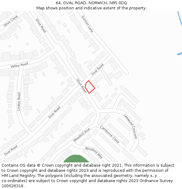 64, OVAL ROAD, NORWICH, NR5 0DQ: Location map and indicative extent of plot