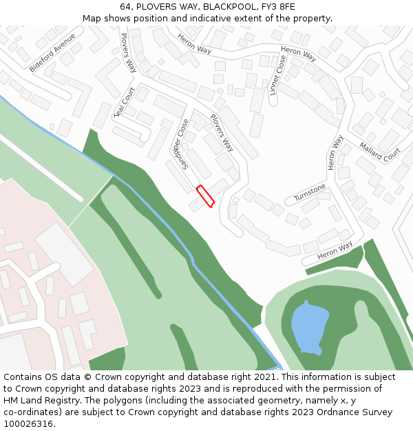 64, PLOVERS WAY, BLACKPOOL, FY3 8FE: Location map and indicative extent of plot