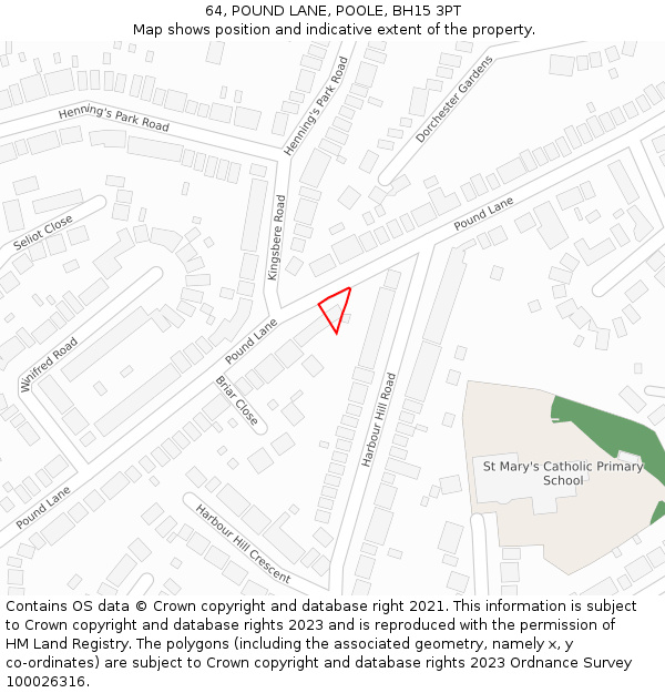 64, POUND LANE, POOLE, BH15 3PT: Location map and indicative extent of plot