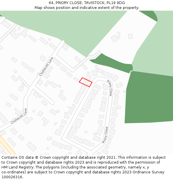 64, PRIORY CLOSE, TAVISTOCK, PL19 9DG: Location map and indicative extent of plot