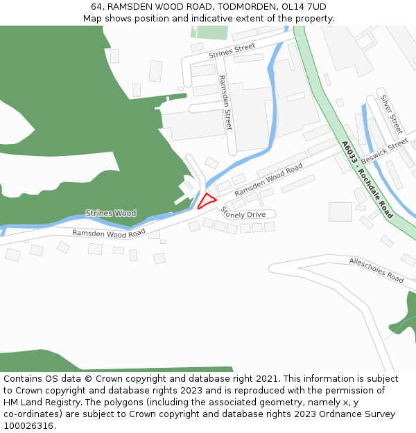 64, RAMSDEN WOOD ROAD, TODMORDEN, OL14 7UD: Location map and indicative extent of plot