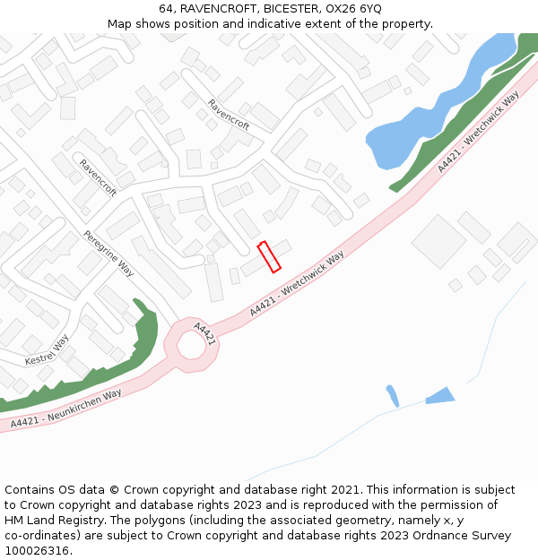 64, RAVENCROFT, BICESTER, OX26 6YQ: Location map and indicative extent of plot