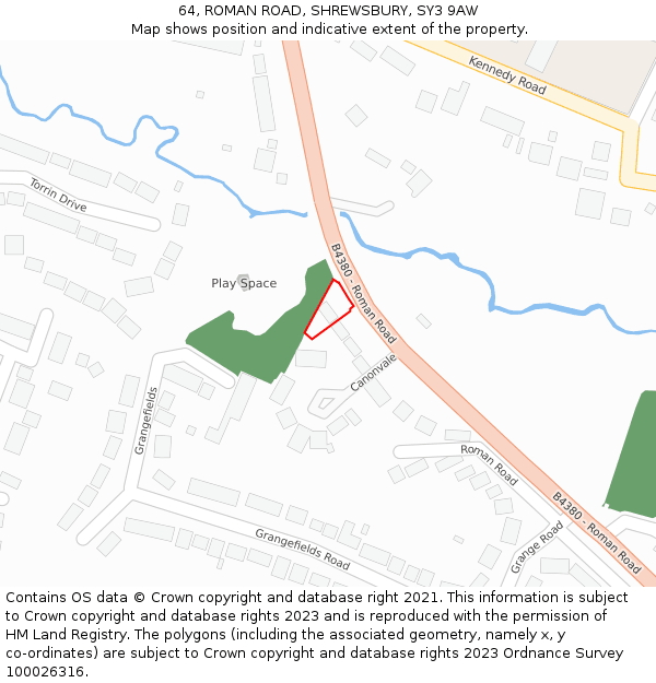 64, ROMAN ROAD, SHREWSBURY, SY3 9AW: Location map and indicative extent of plot