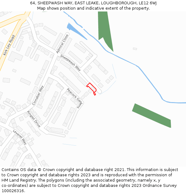 64, SHEEPWASH WAY, EAST LEAKE, LOUGHBOROUGH, LE12 6WJ: Location map and indicative extent of plot