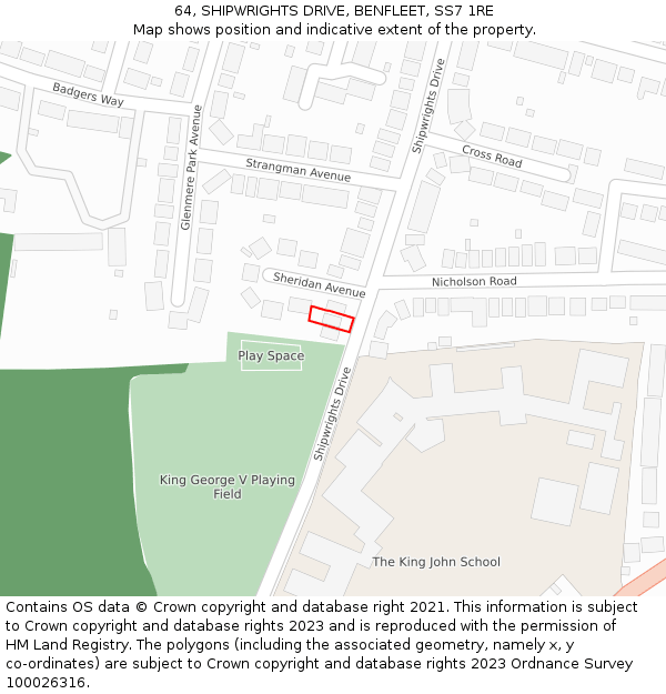 64, SHIPWRIGHTS DRIVE, BENFLEET, SS7 1RE: Location map and indicative extent of plot