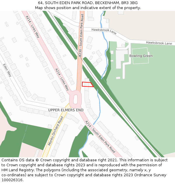 64, SOUTH EDEN PARK ROAD, BECKENHAM, BR3 3BG: Location map and indicative extent of plot