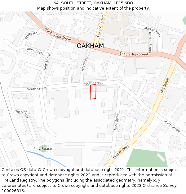 64, SOUTH STREET, OAKHAM, LE15 6BQ: Location map and indicative extent of plot